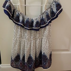 Jolt Off the shoulder straps Bohemian Boho style blouse Shirt Top Medium Navy